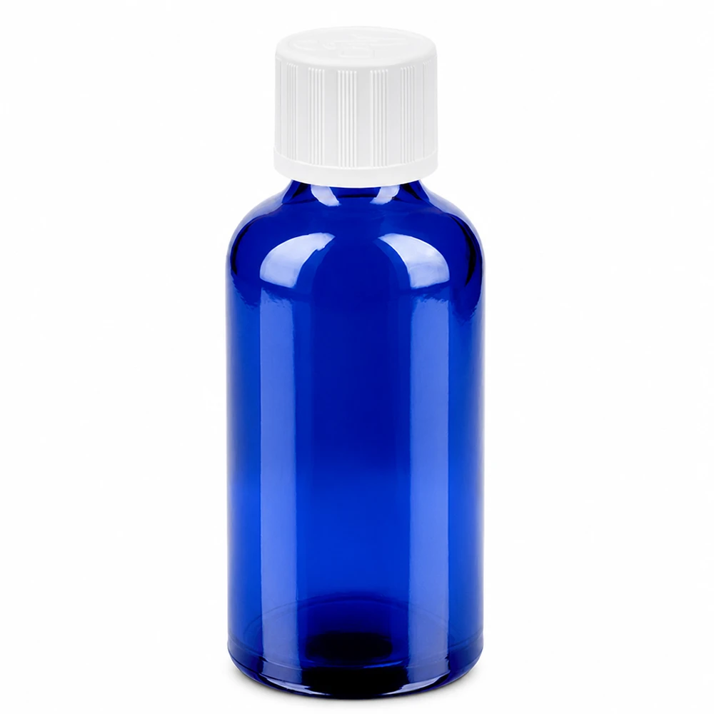 Flacon 50ml 11mm SV f. STD KiSi BlueLine UT18/50 Bouteille de pharmacie bleue de 50 ml pour les teintures d'aromathérapie et les remèdes homéopathiques