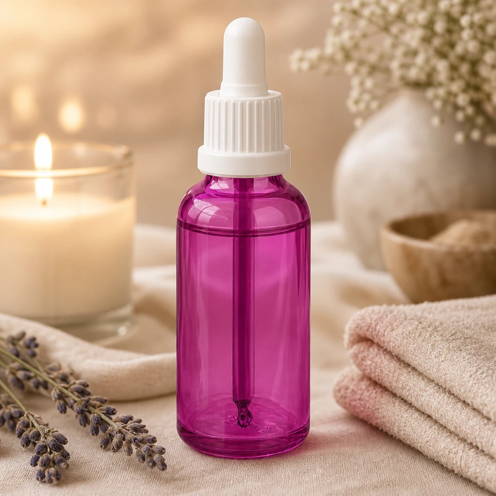 Flacon pipette 30ml blanc originalité bouchon à vis PurpleLine UT18/30 Bouteille à pipette violette de 30 ml avec système de goutte à goutte précis pour les applications de laboratoire et médicales