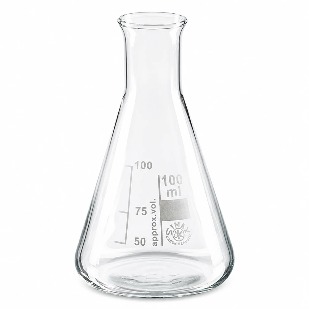Erlenmeyer 100ml col étroit, verre borosilicate Erlenmeyer en verre de laboratoire 100ml pour les expériences chimiques et les analyses
