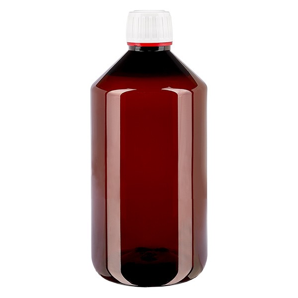 Flacon PET 750ml avec bouchon blanc/rouge bouchon d'inviolabilité