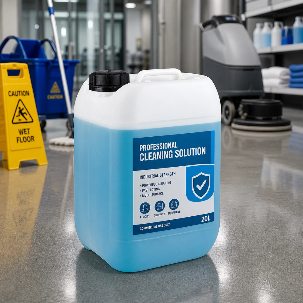 Jerrican de 5 litres avec bouchon à vis Bidon professionnel de 5 litres contenant un nettoyant industriel pour sols, surfaces et machines