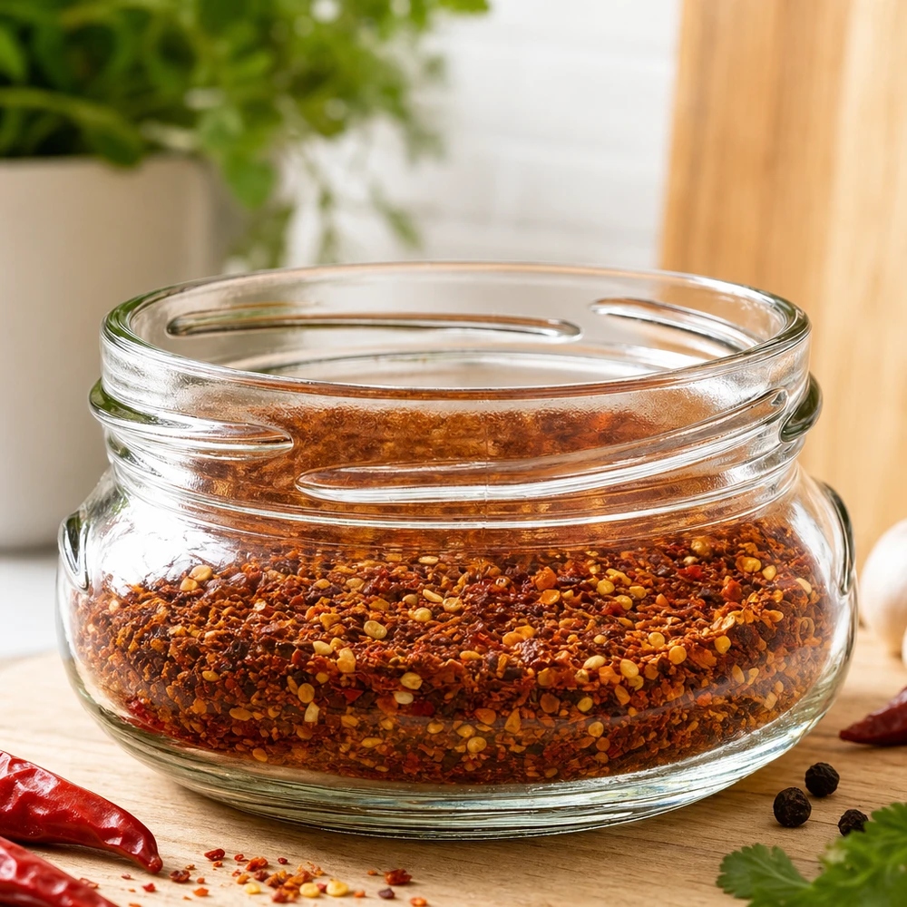120ml Verre terrine sans couvercle (TO70) UNiTWIST UNiTWIST Terrina120 Pot à terrine 120ml TO70 avec mélange d'épices au piment sur planche en bois dans Cuisine