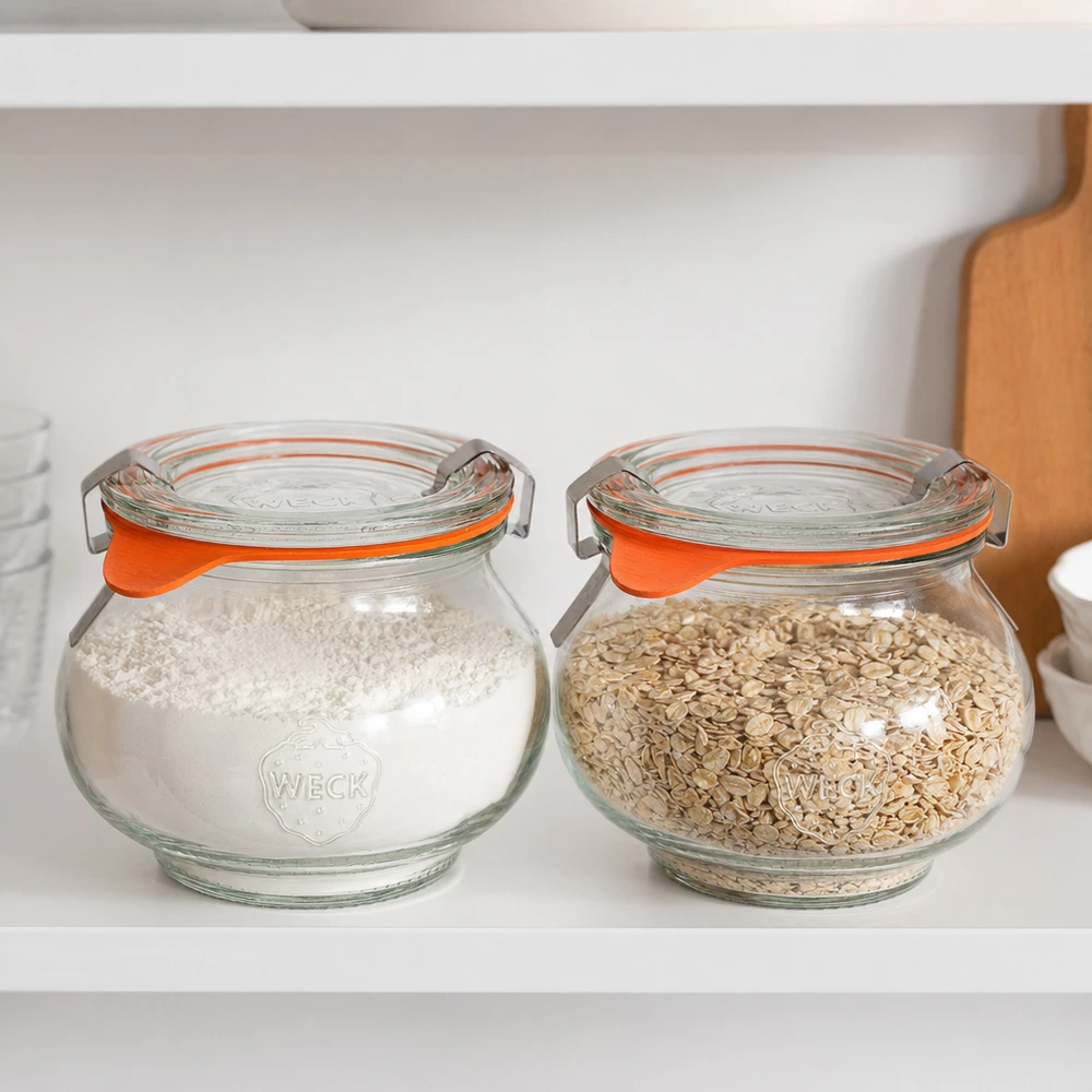 WECK Pot à bijoux 220ml RR60 pour la conservation de la farine et des flocons d'avoine, conservation hermétique dans la cuisine