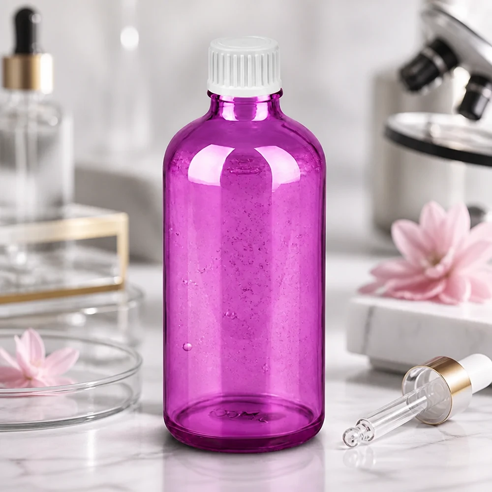 Flacon compte-gouttes 100ml 0.9mm blanc standard PurpleLine UT18/100 Flacon de 100ml de haute qualité avec filetage UT18 et bec verseur professionnel 0.9mm