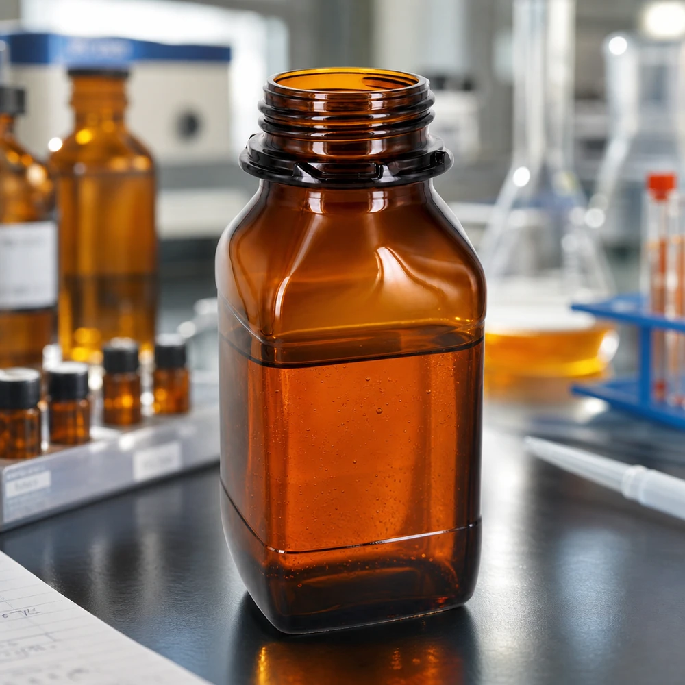 Bouteille de conservation en verre ambré de 500 ml - Une protection fiable pour vos substances précieuses Bouteille de produits chimiques graduée de 500 ml en verre brun anti-lumière pour un dosage précis