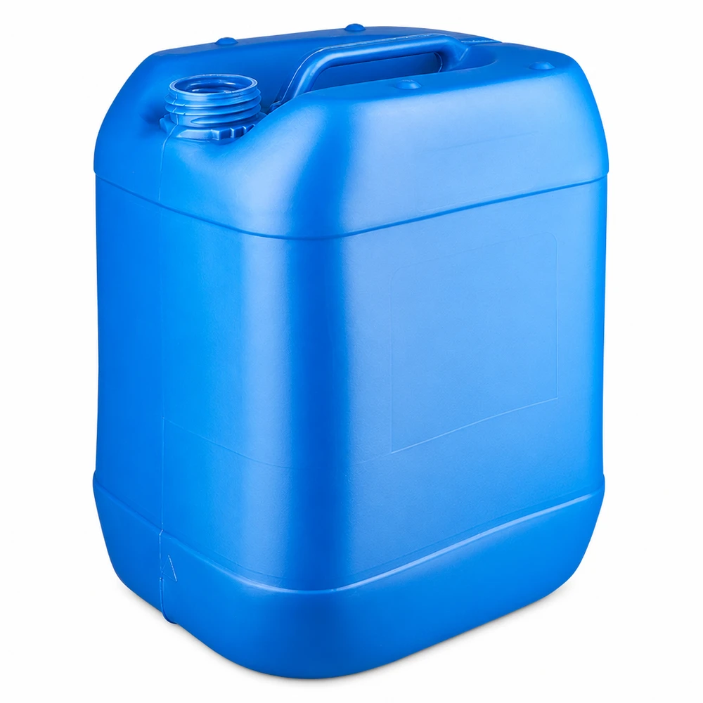 Bidon 20 litres bleu sans bouchon Bidon rectangulaire bleu de 20 litres, en plastique robuste, sans couvercle