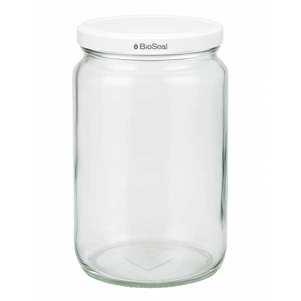 795ml Verre rond avec couvercle BioSeal blanc UNiTWIST
