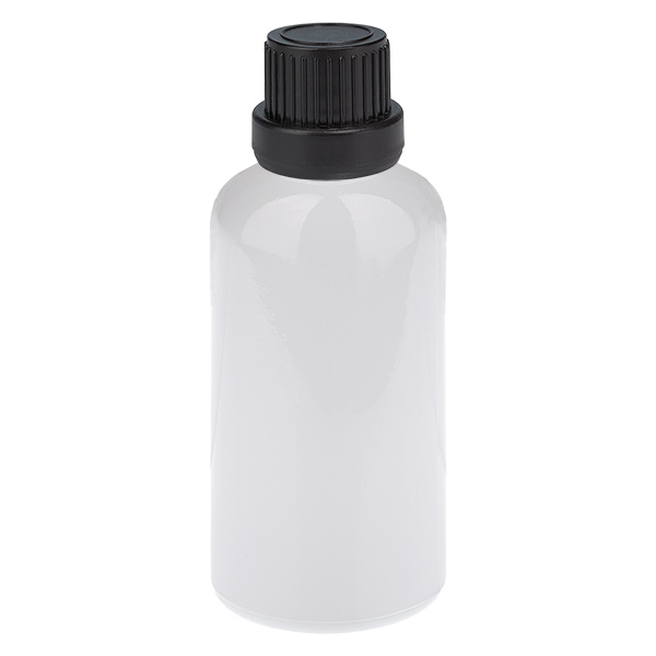 Flacon de 50 ml avec bouchon à vis noir de 11 mm, bouchon d'origine WhiteLine UT18/50 Flacon de 50 ml avec bouchon à vis noir de 11 mm, bouchon d'origine WhiteLine UT18/50
