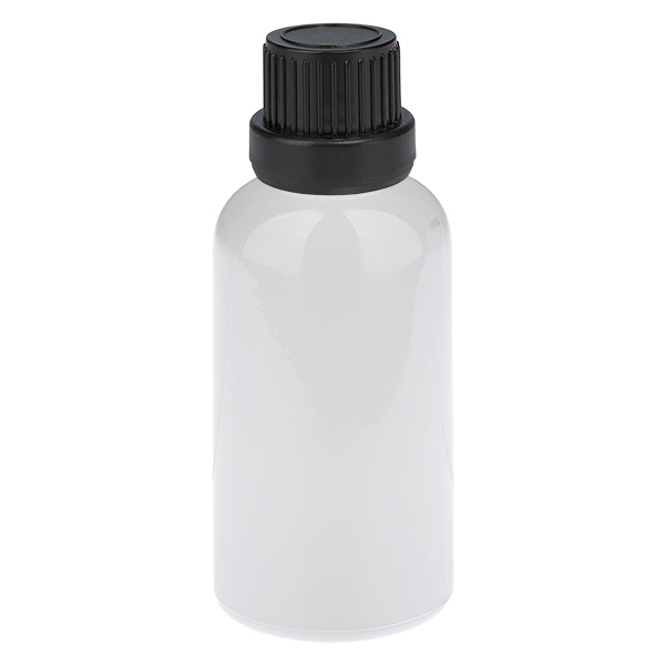Flacon compte-gouttes 30 ml, bouchon inviolable noir 2 mm WhiteLine UT18/30 Flacon compte-gouttes 30 ml, bouchon inviolable noir 2 mm WhiteLine UT18/30