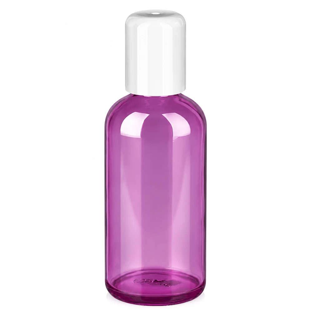 Flacon roll-on 100ml blanc standard PurpleLine UT18/100 Bouteille ronde de 100ml en violet avec bouchon Roll-On blanc UT18/100 Standard