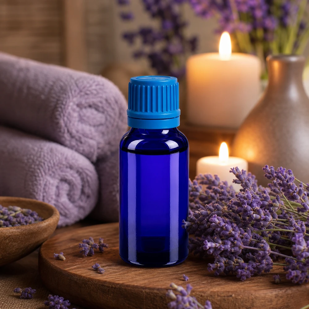 Flacon 20ml 11mm SV bleu OV BlueLine UT18/20 Bouteille de pharmacie compacte de 20 ml en bleu cobalt avec bouchon de sécurité pour les enfants pour l'aromathérapie