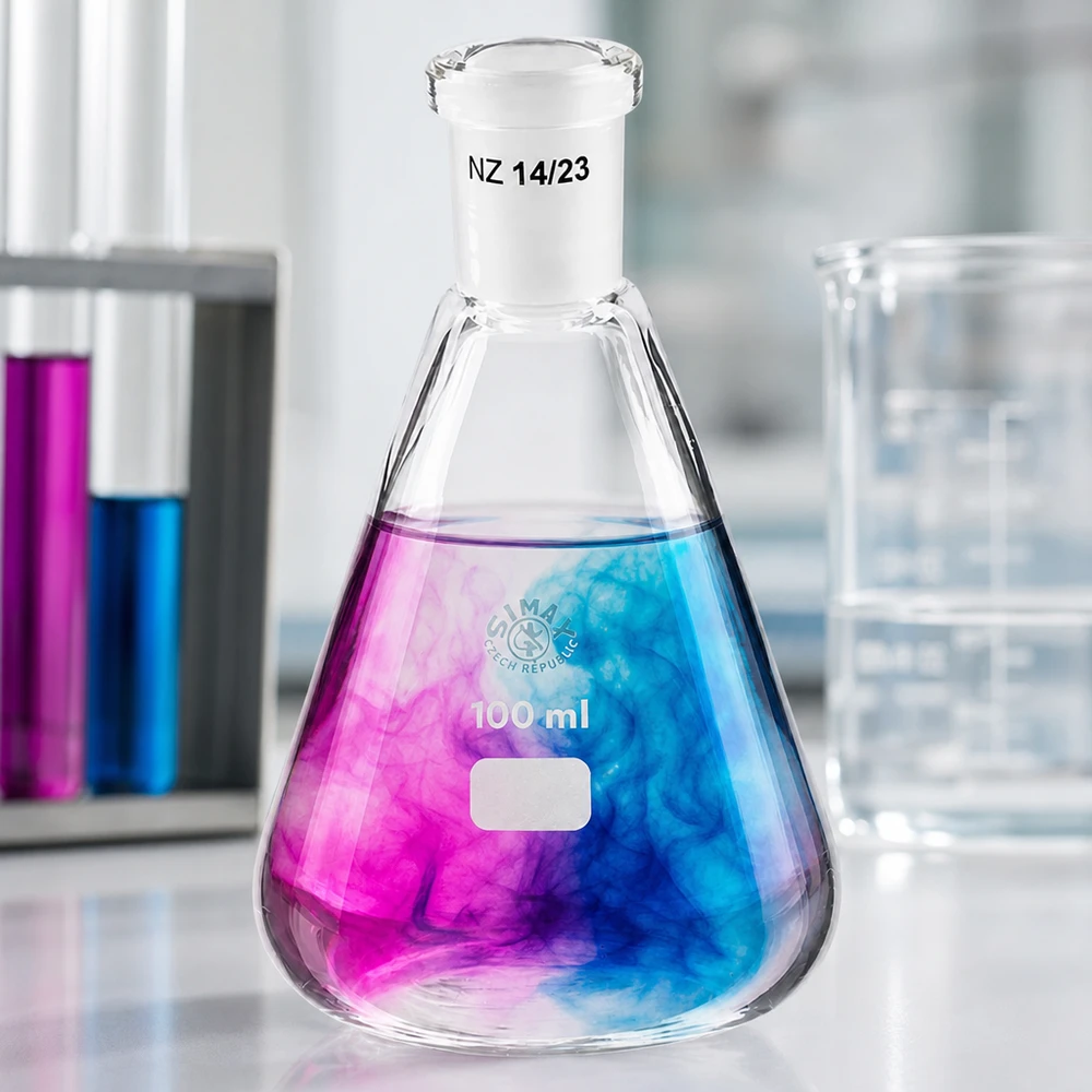 Erlenmeyer 100 ml col étroit, verre borosilicate avec rodage normalisé 14/23