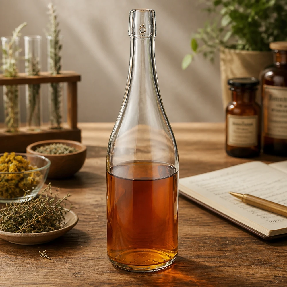 750ml UNiTWIST Bouteille en verre remplie de tisane Ambiance pharmacien herbes médicinales séchées Carnet de recettes