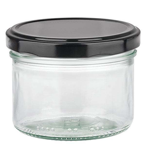 230ml Verre cylindrique avec couvercle BioSeal noir UNiTWIST