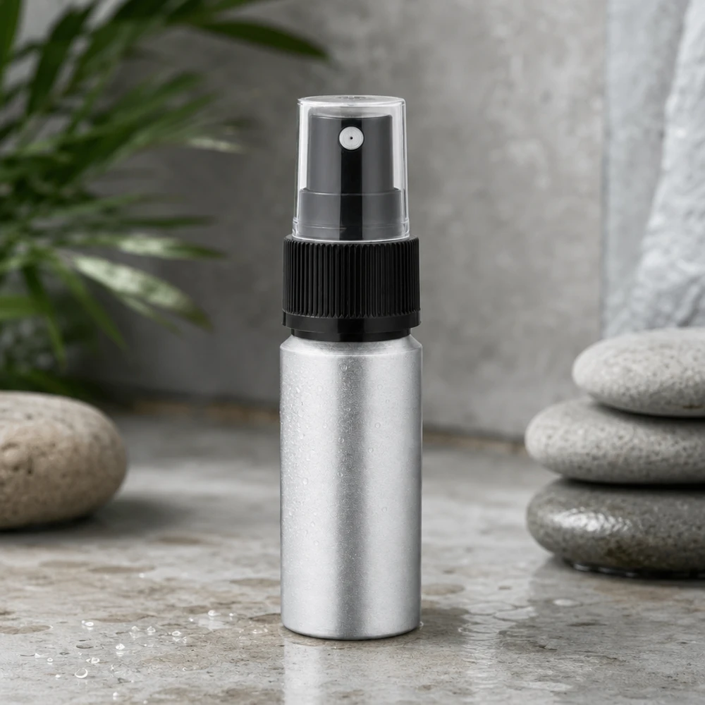 Bouteille en aluminium teinté 20 ml, avec vaporisateur à pompe noir Flacon en aluminium rechargeable de 20 ml avec vaporisateur à pompe, idéal pour les voyages et les déplacements