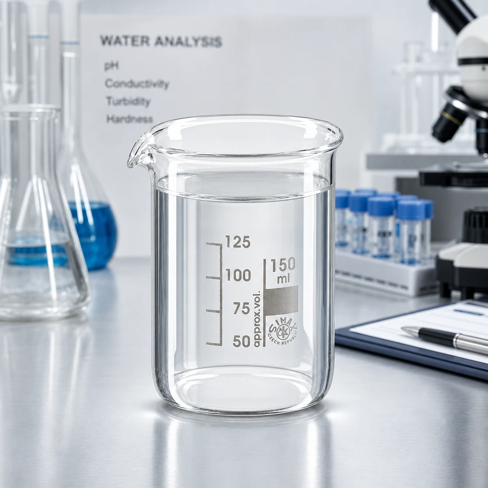 Bécher 150ml en verre borosilicate résistant à la chaleur (forme basse) Verre de laboratoire transparent de 150 ml en verre borosilicaté robuste avec indication claire du volume