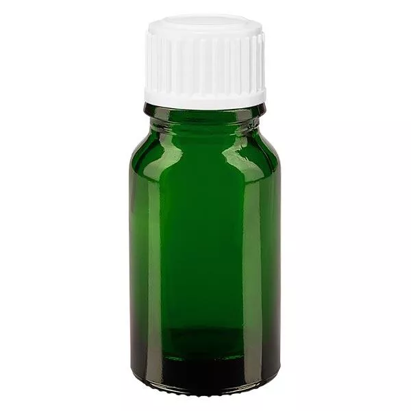 Flacon à pharmacie vert 10ml bouchon à vis blanc standard