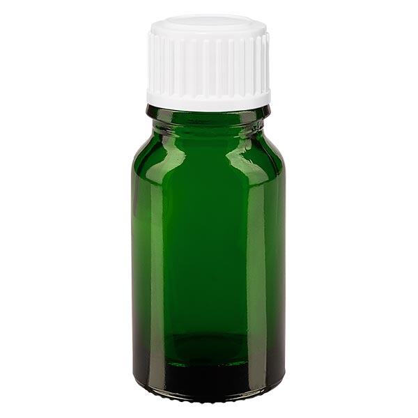 Flacon à pharmacie vert 10ml bouchon à vis blanc standard