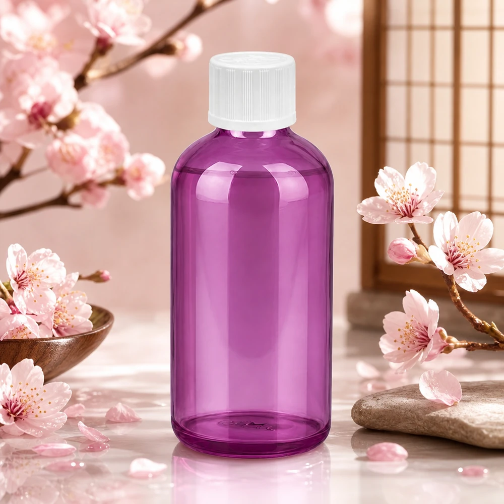 Flacon compte-gouttes 100ml 1,2mm blanc standard sécurité enfant PurpleLine. UT18/100 Bouteille en verre teinté violet de 100 ml avec compte-gouttes STD pour la protection anti-UV des liquides sensibles