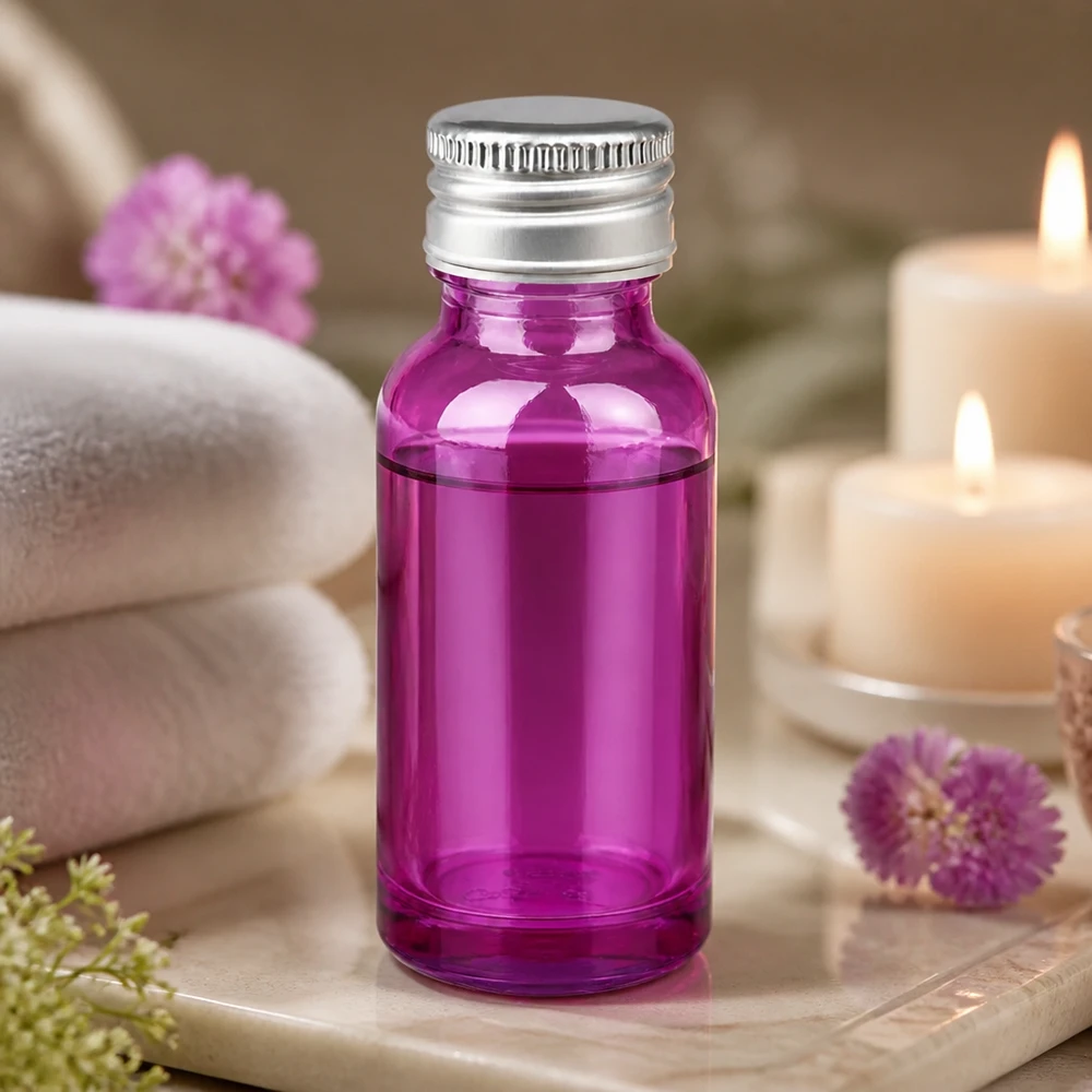 Flacon 20ml bouchon à vis 11mm alu-argent standard PurpleLine.UT18/20 Elégant flacon design de 20 ml en violet avec bouchon en aluminium mat pour une présentation exclusive du produit