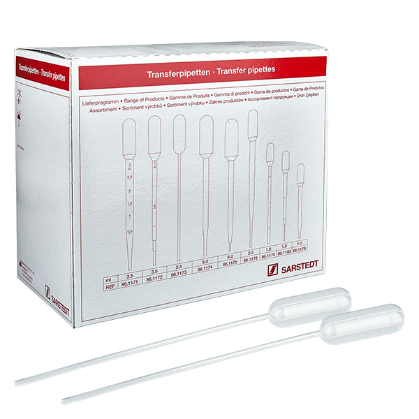Pipette de transfert, volume nominal : 3,5 ml, (Lxl) : 155 x 12,5 mm, Pipette de transfert, volume nominal : 3,5 ml, (Lxl) : 155 x 12,5 mm,