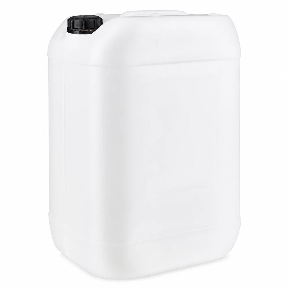 Jerrican de 25 litres avec bouchon à vis Bidon de 25 L, blanc, avec bouchon à vis OV, de forme rectangulaire, empilable