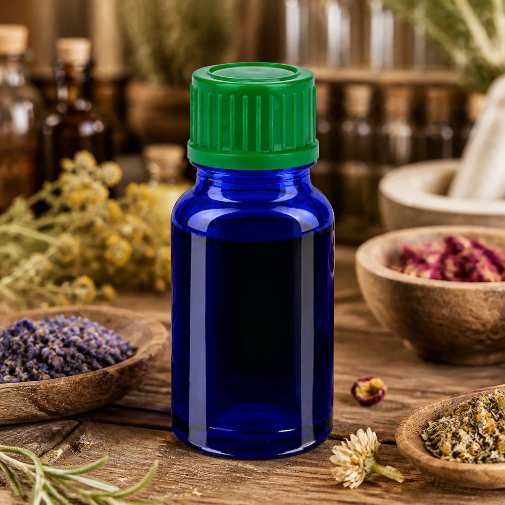 Flacon de 10ml 11mm SV vert STD BlueLine UT18/10 Flacon en verre professionnel 10ml BlueLine UT18/10 pour la cosmétique, la pharmacie et les applications de laboratoire