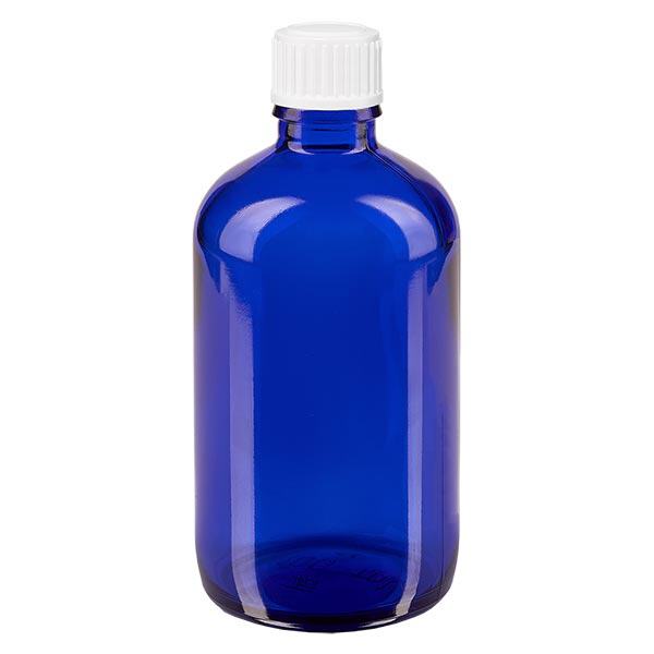 Flacon de pharmacie bleu 100ml bouchon compte-gouttes blanc 0.8mm Std Flacon de pharmacie bleu 100ml bouchon compte-gouttes blanc 0.8mm Std