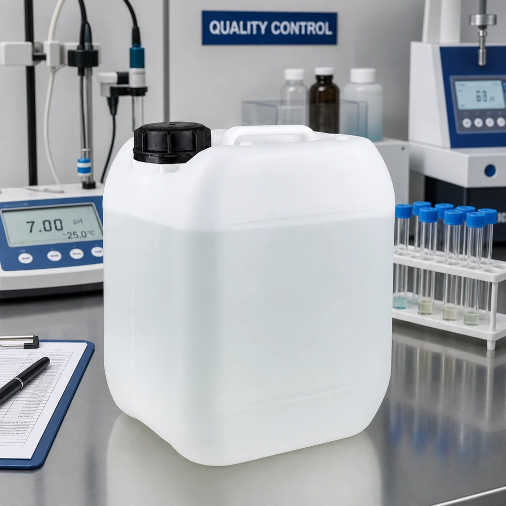 Bidon compact de 5 litres muni d'une poignée de transport ergonomique pour une manipulation en toute sécurité