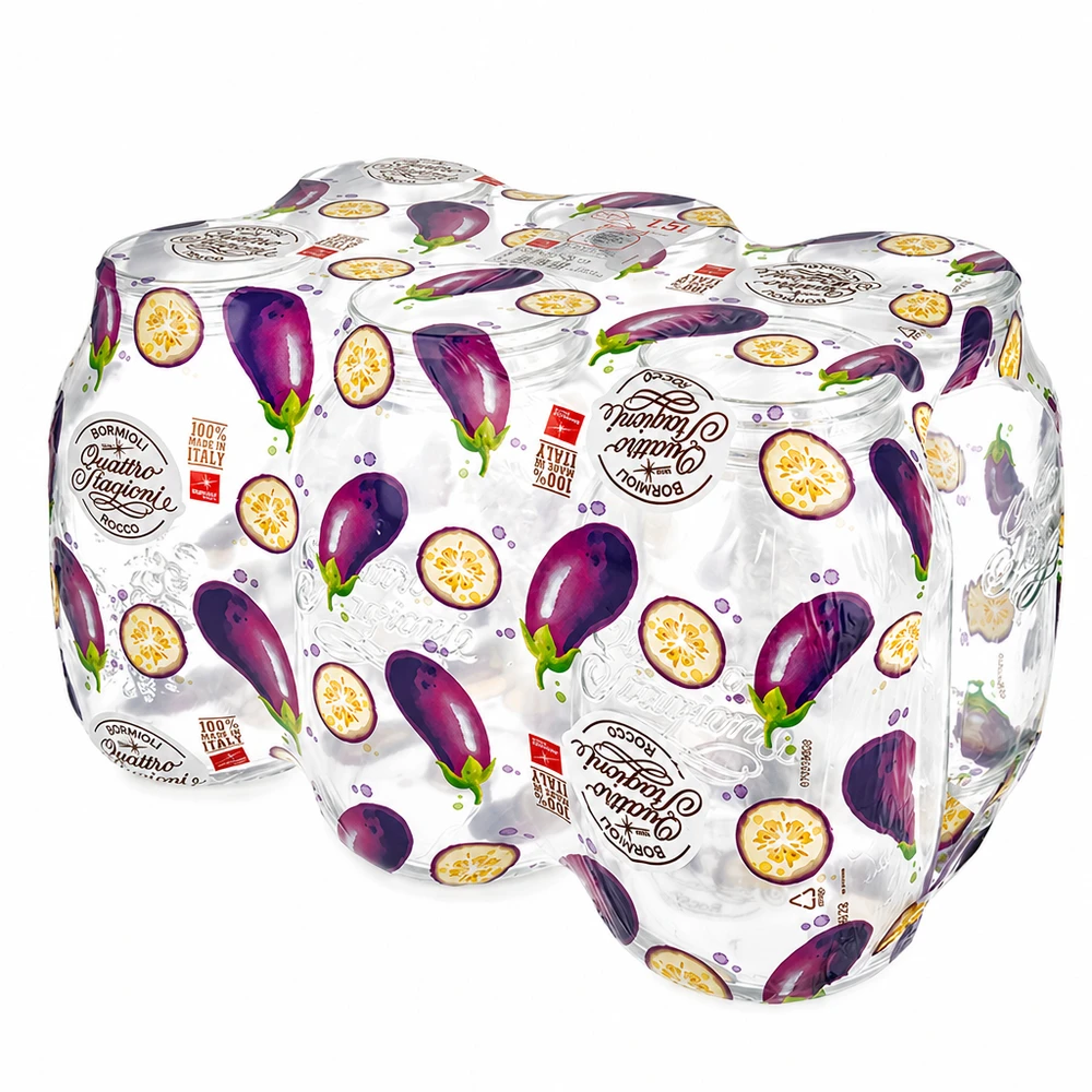 Quattro Stagioni 2L bocal avec couvercle à motif d'aubergines - bocal italien pour légumes et antipasti