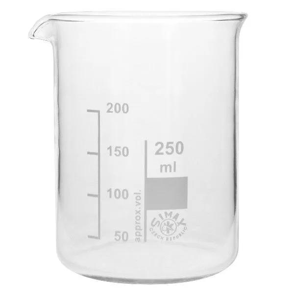 Verre doseur transparent de 250 ml avec graduations bien visibles et bec verseur pratique