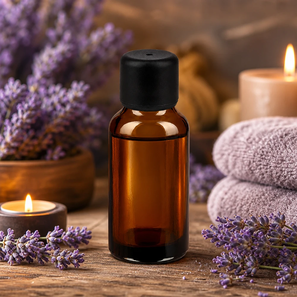 Flacon 20ml 6mm SV noir STD BrownLine UT18/20 Bouteille en verre professionnelle de 20 ml pour l'aromathérapie avec bouchon noir anti-fuite