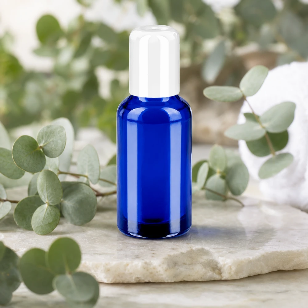 Flacon Roll-On 30ml blanc STD BlueLine UT18/30 Bouteille en verre premium de 30ml avec embout à rouler blanc idéal pour les cosmétiques DIY et les produits naturels