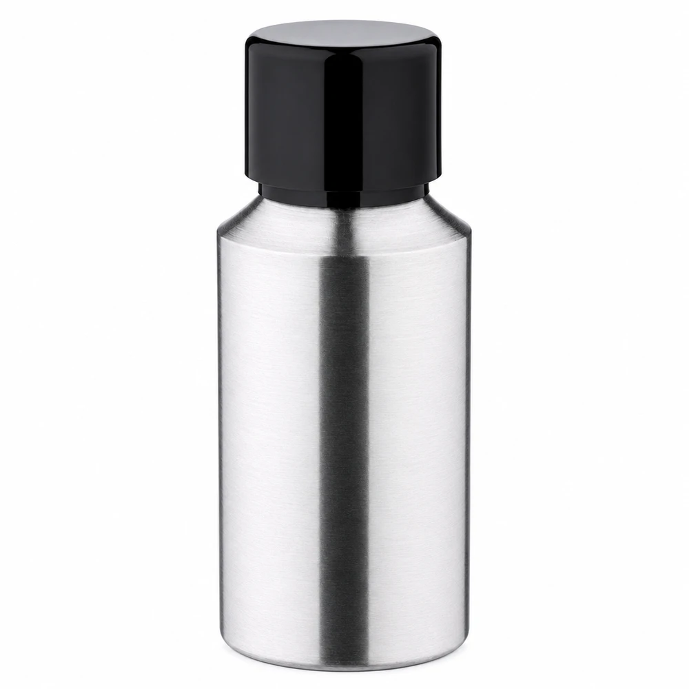 Bouteille en aluminium poncé 30 ml, avec bouchon à vis noir et joint conique Bouteille métallique de haute qualité en aluminium de 30ml parfaite pour les huiles essentielles et les parfums