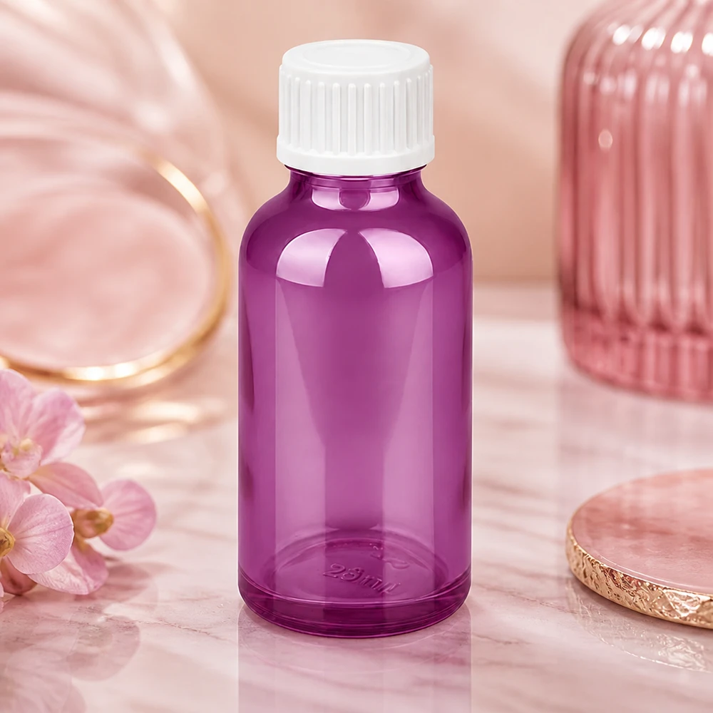 Flacon compte-gouttes 30ml 0.9mm blanc standard PurpleLine. UT18/30 Flacon compte-gouttes 30ml Purple avec filetage standardisé UT18/30 pour une utilisation universelle