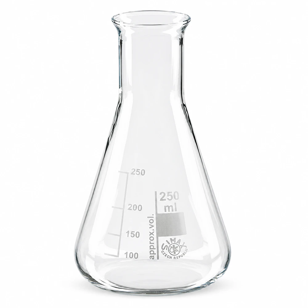 Erlenmeyer 250ml col large, verre borosilicate Ballon en verre de laboratoire 250ml forme Erlenmeyer avec col étroit pour des expériences en toute sécurité