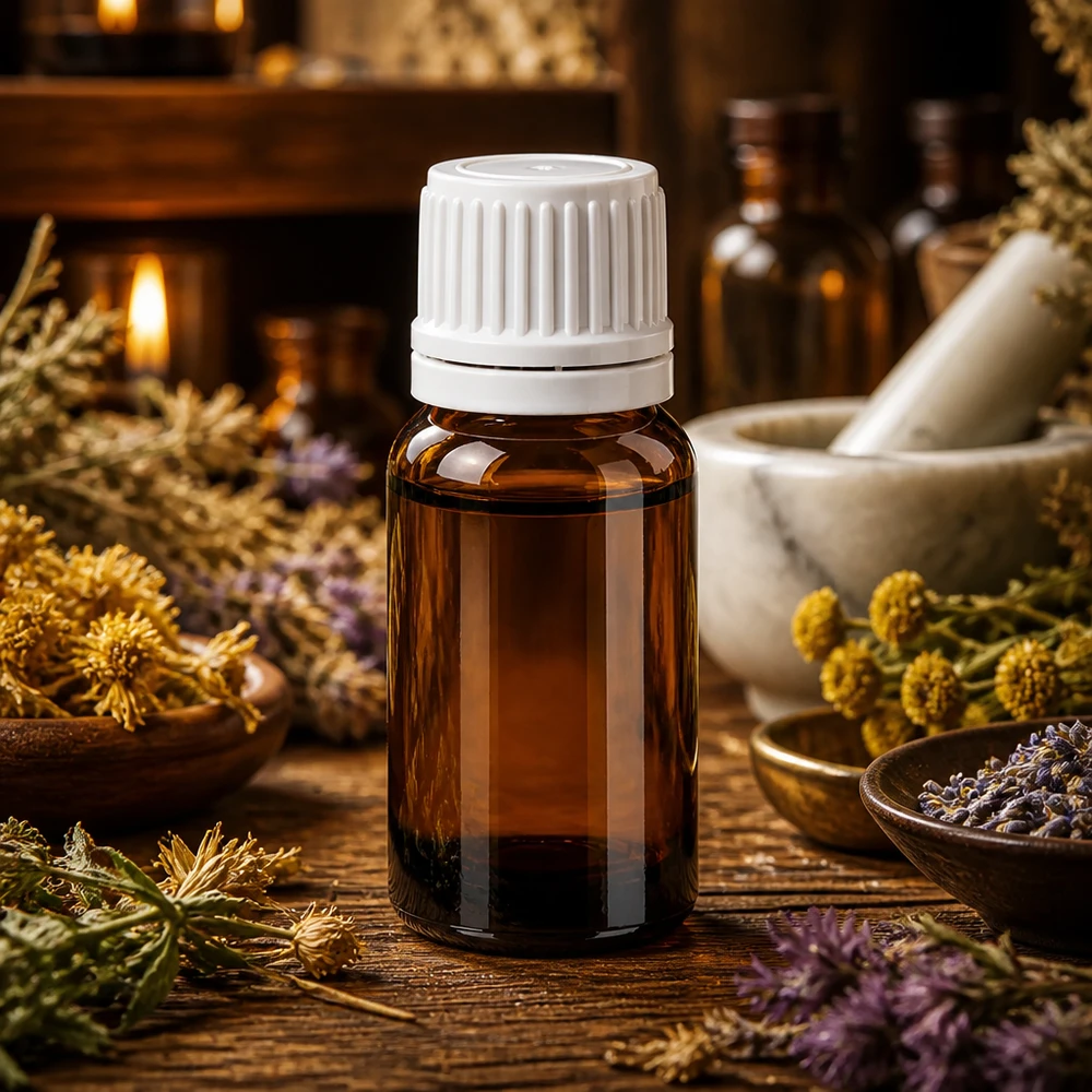 Flacon 10ml 11mm SV blanc OV BrownLine UT18/10 Flacon de pharmacie de 10ml en verre brun avec bouchon blanc pour l'aromathérapie et la médecine naturelle
