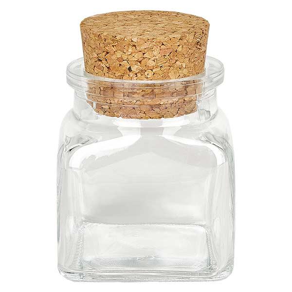 Quadratus clair 120 ml, goulot 39 mm, avec bouchon liège 38/42