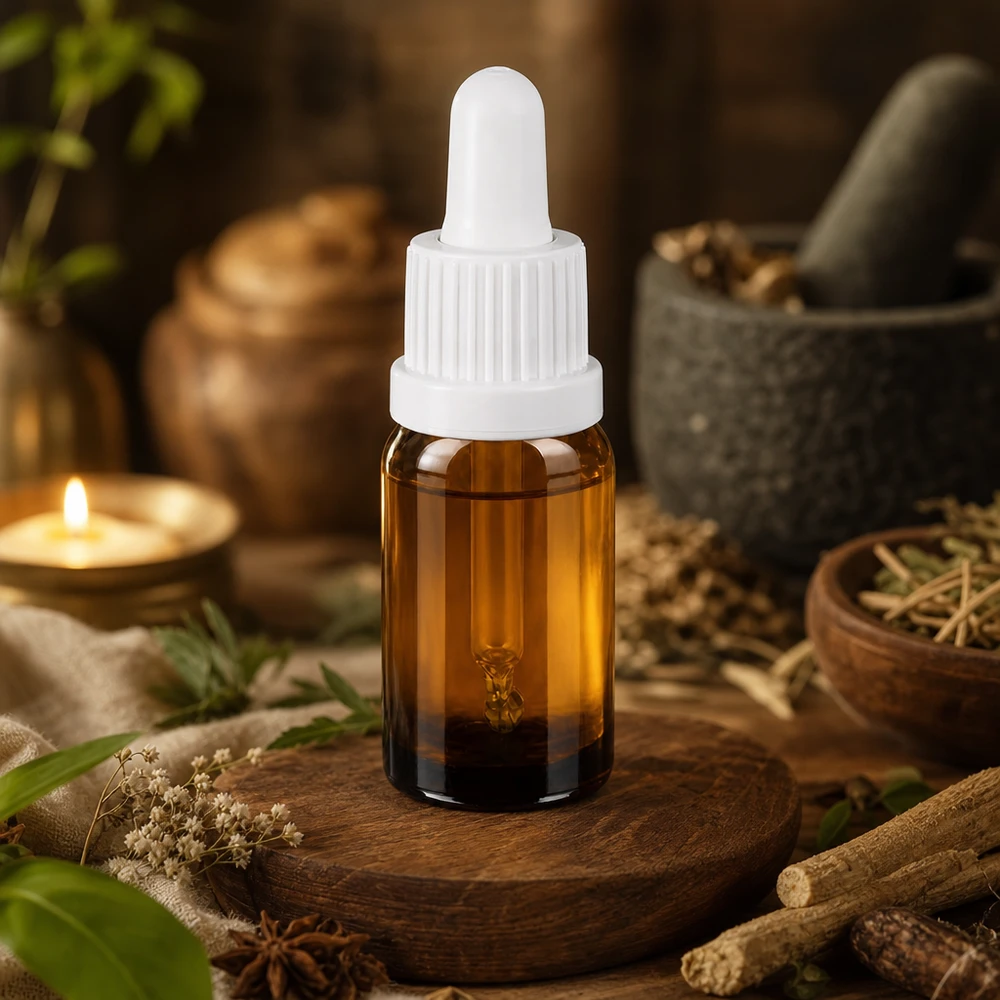 Flacon à pipette 10ml blanc OV BrownLine UT18/10 Bouteille à pipette BrownLine de 10 ml avec pipette blanche pour les remèdes naturels et l'aromathérapie