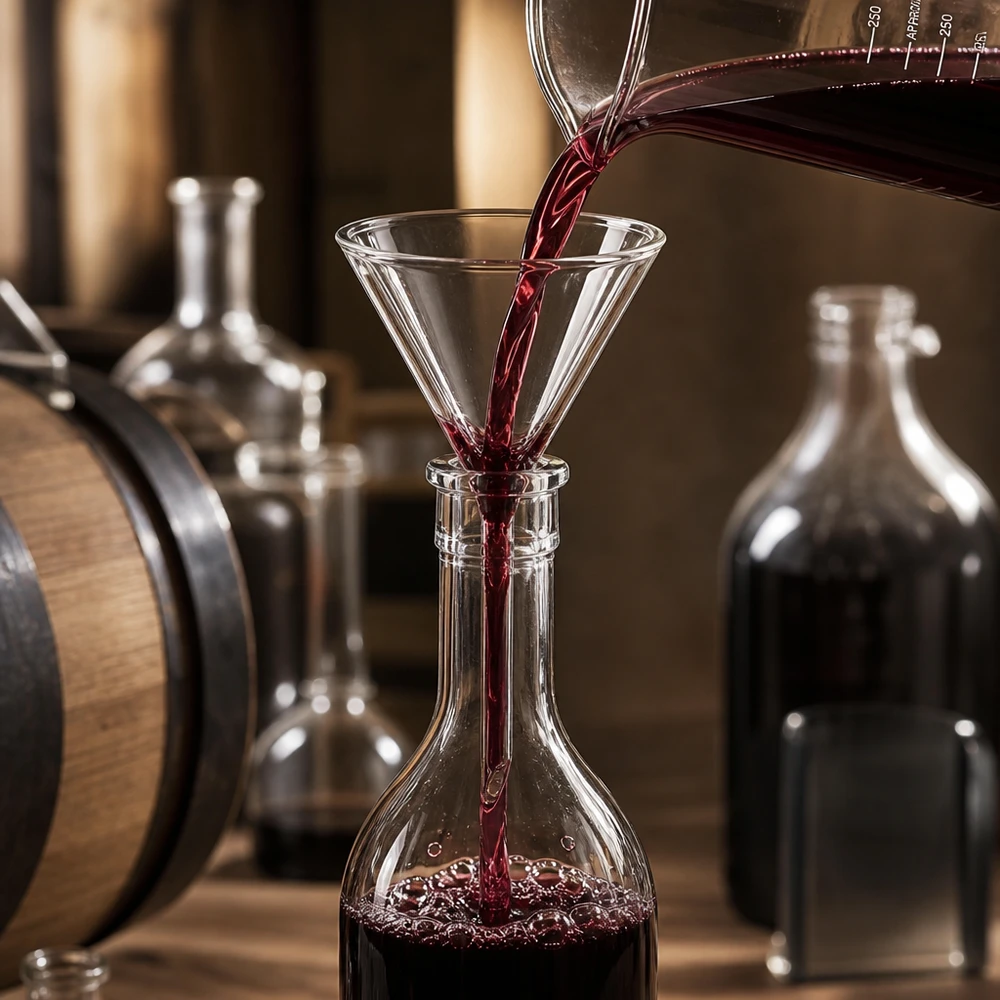 Entonnoir de laboratoire transparent 35mm avec angle de 60 degrés en verre sodocalcique robuste pour la vinification