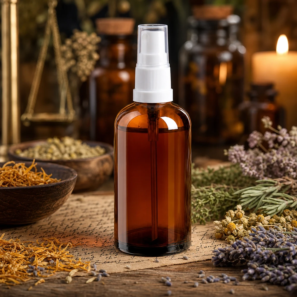100ml Sprayfl. blanc/tr. STD BrownLine UT18/100 Vaporisateur compact de 100 ml en verre brun protégeant de la lumière, idéal pour les cosmétiques et les parfums de bricolage