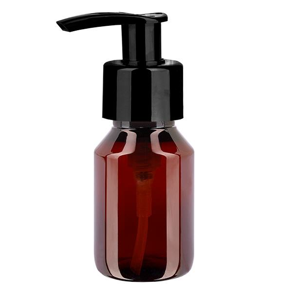 Flacon PET 50ml avec pompe distributrice noire Flacon PET 50ml avec pompe distributrice noire