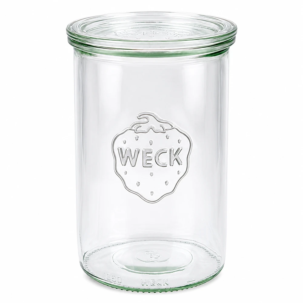 WECK Pot de 1000ml avec couvercle en verre RR100 Pot de conservation transparent vide pour stockage et conservation
