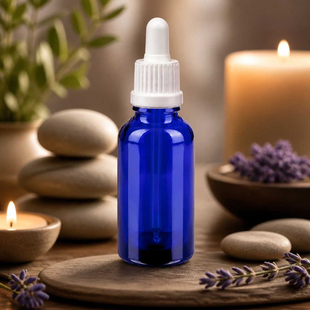 Flacon en verre 30ml avec pipette BlueLine UT18/30 idéal pour les sérums cosmétiques DIY et les huiles naturelles
