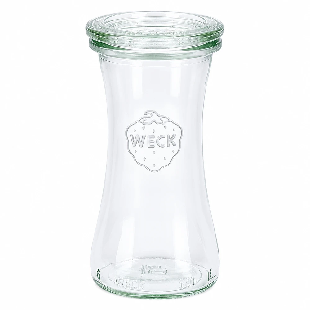 WECK Pot à délicatesse 100ml avec couvercle en verre RR40 transparent vide sur fond blanc