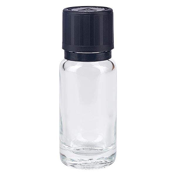 Flacon de pharmacie clair 10ml bouchon inviolable noir 1mm noir sécurité enfant adapté aux aveugles bouchon inviolabilité