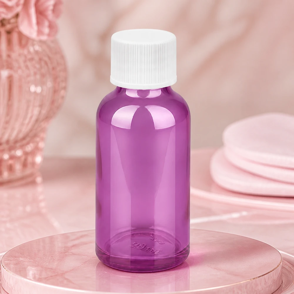 Bouteille 30ml 11mm bouchon à vis blanc standard PurpleLine UT18/30 Bouteille violette premium de 30ml à filetage blanc idéale pour les cosmétiques DIY et les produits naturels