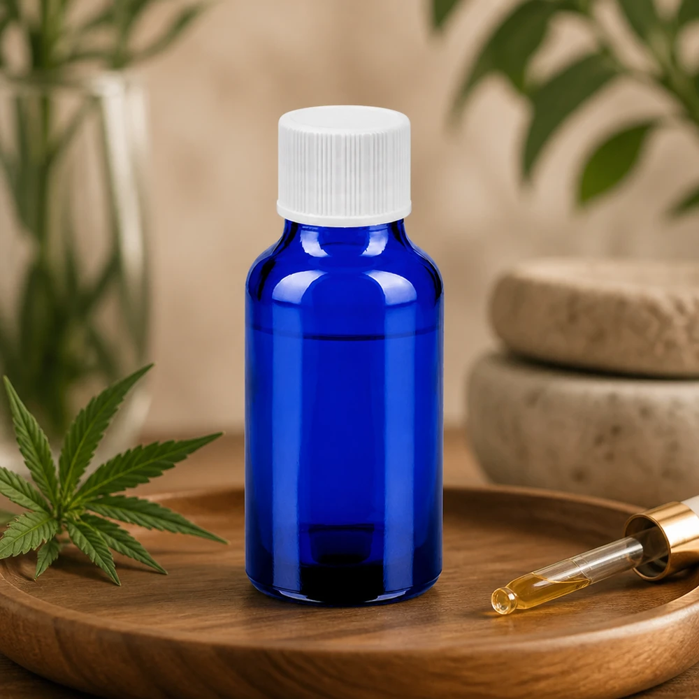 Flacon 20ml 11mm SV blanc STD BlueLine UT18/20 Bouteille en verre pratique de 20 ml pour les cosmétiques DIY et les extraits d'herbes avec un bouchon à vis sécurisé