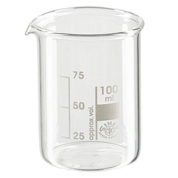 Bécher 100ml en verre borosilicate résistant à la chaleur (forme basse)