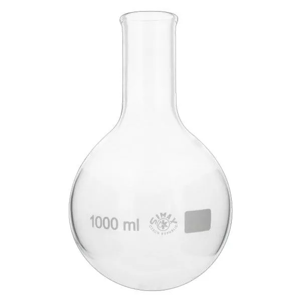 Ballon à fond plat 1000ml borosilicate à col étroit avec bord arrondi